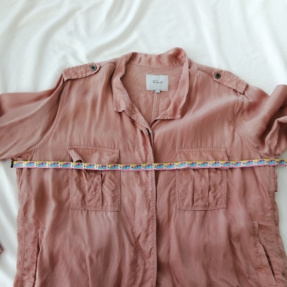Rails Rowan Utility Jacket in Blush Pink Cupro Cinch Hem Cargo Pockets Large - Picture 15 of 17